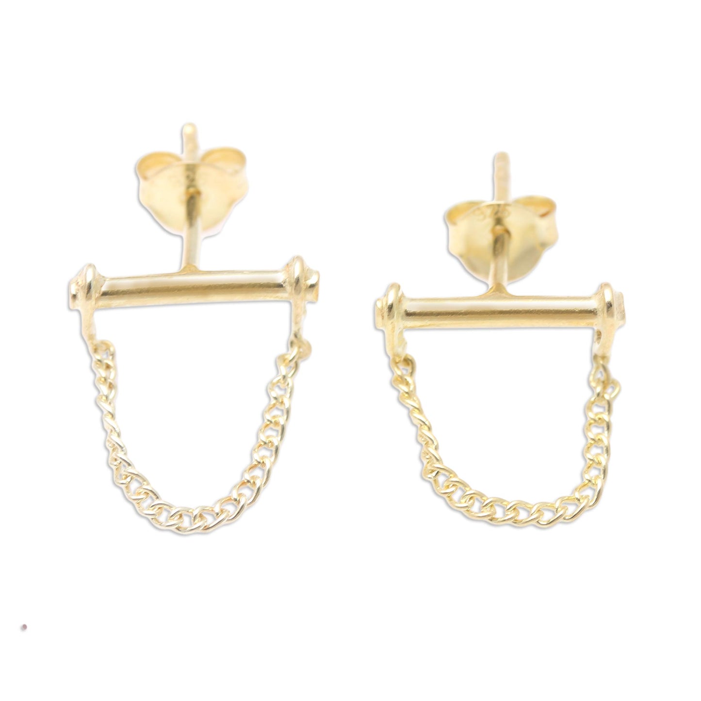 Chain Letter Gold-Plated Sterling Silver Stud Earrings