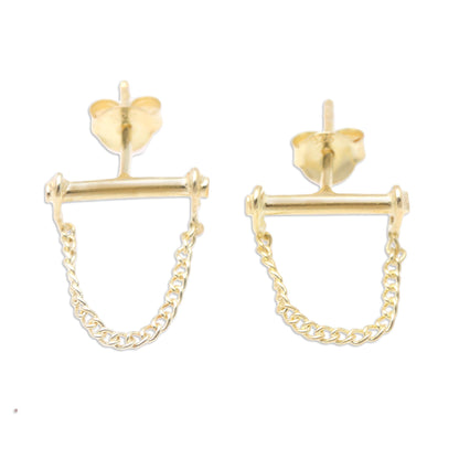 Chain Letter Gold-Plated Sterling Silver Stud Earrings