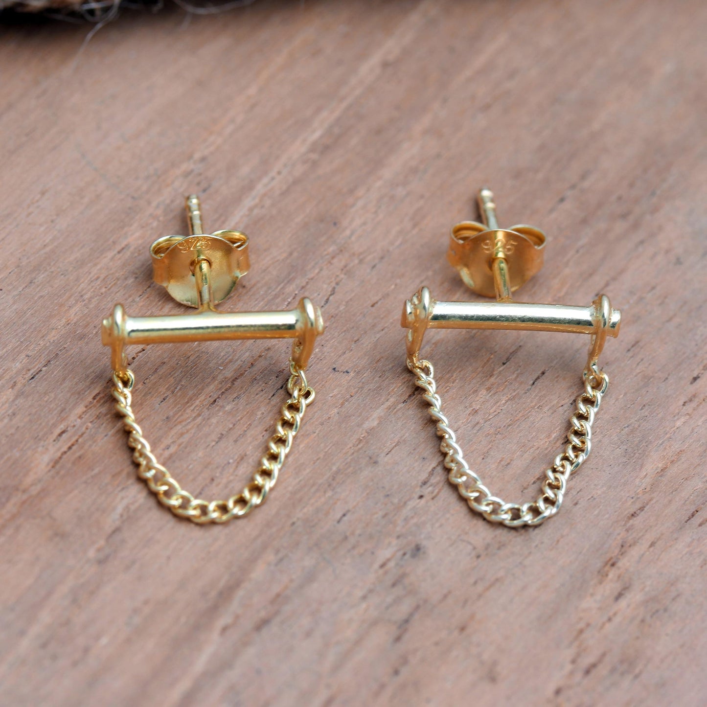 Chain Letter Gold-Plated Sterling Silver Stud Earrings