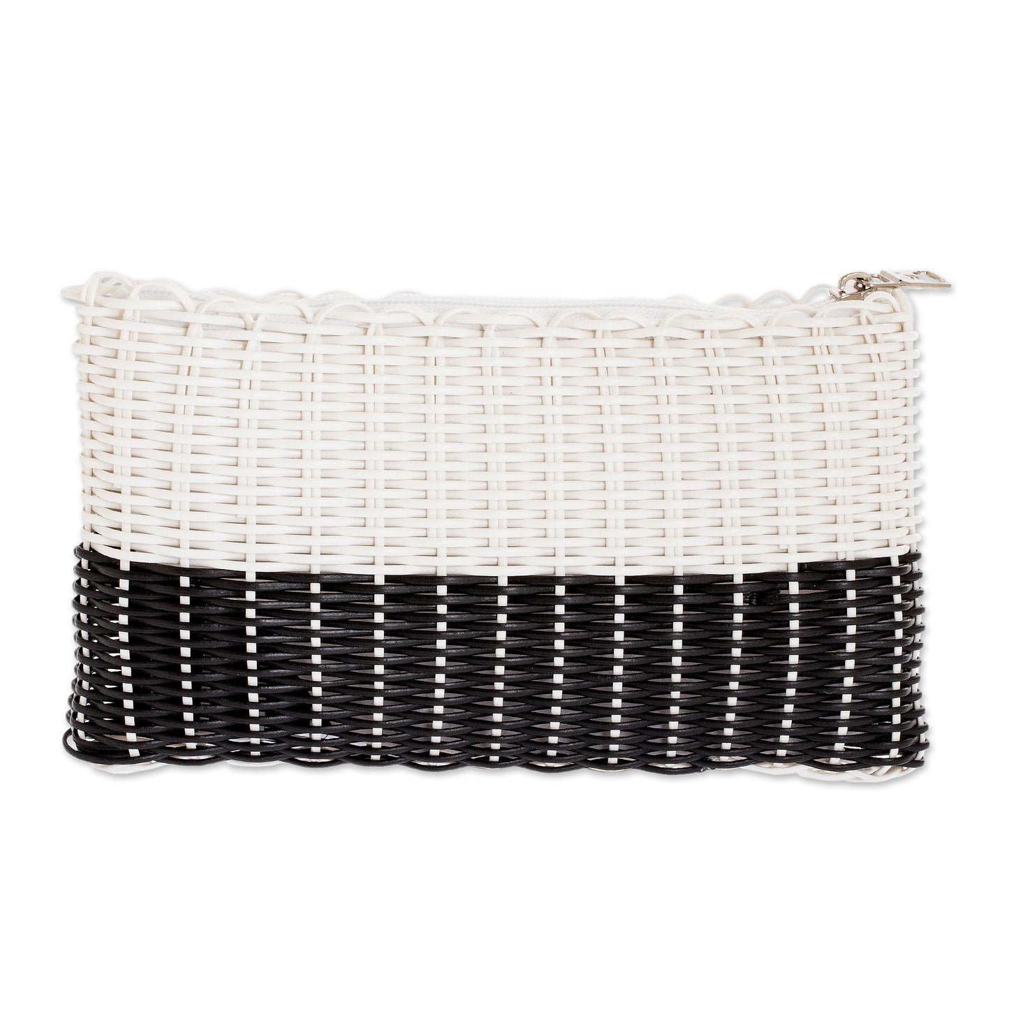 White on Black Bicolor Recycled Central American Plastic Cosmetic Bag