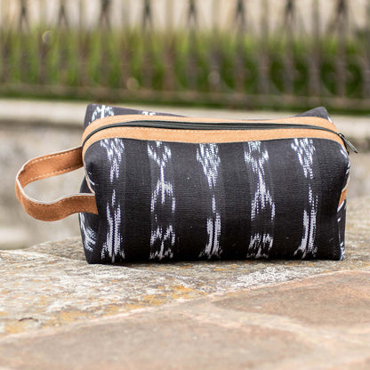 Black Jaspe Legacy Black Cotton Jaspe Patterned Cosmetic Bag with Zipper