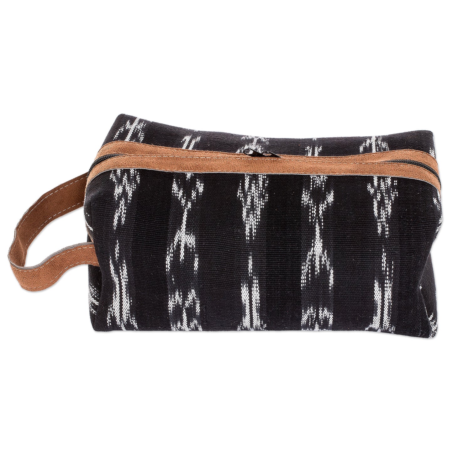 Black Jaspe Legacy Black Cotton Jaspe Patterned Cosmetic Bag with Zipper