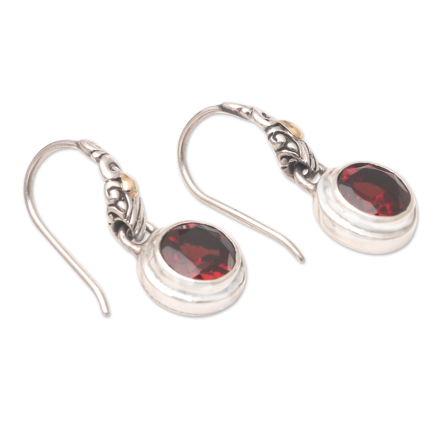 Tropical Color in Volcano Gold-Accented Garnet Dangle Earrings