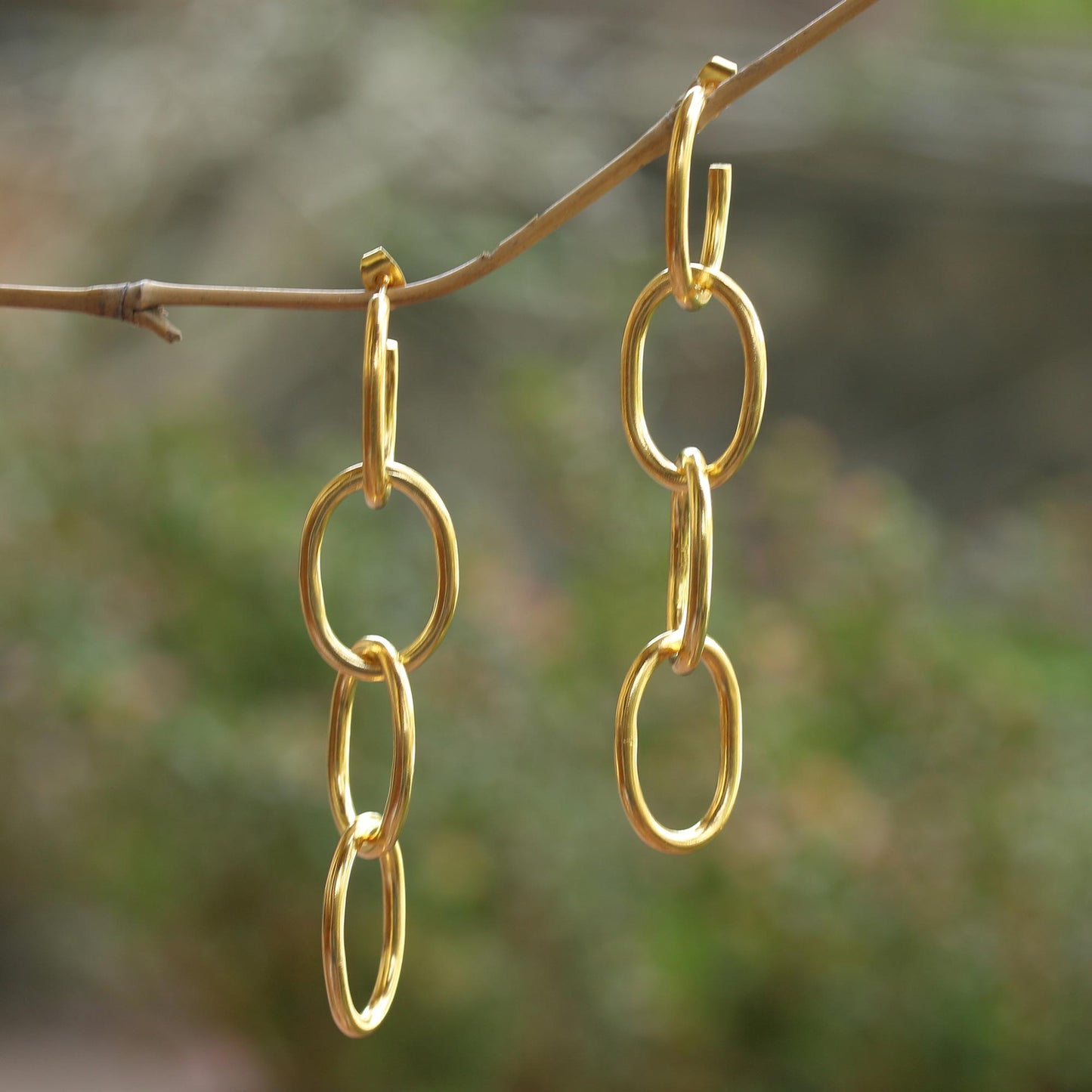 Chain of Attraction Gold-Plated Chain Link Dangle Earrings