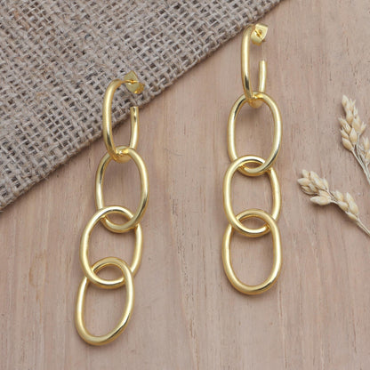 Chain of Attraction Gold-Plated Chain Link Dangle Earrings