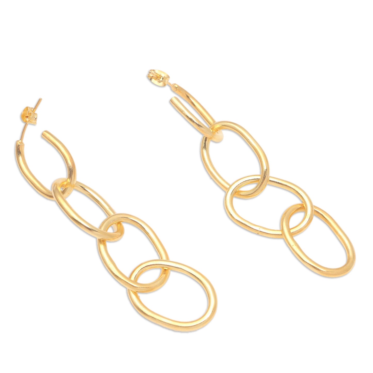 Chain of Attraction Gold-Plated Chain Link Dangle Earrings