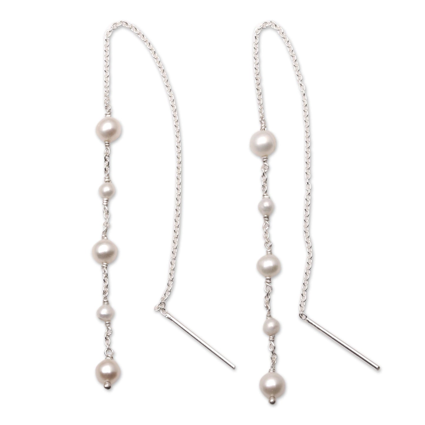 Moonlit Trellis Handmade Cultured Pearl Dangle Earrings from Bali