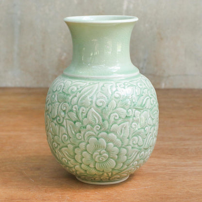 Jade Landscape Celadon Ceramic Vase