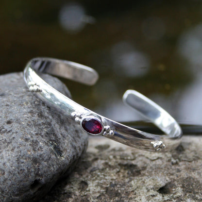 Eye of Beauty Garnet Cuff Bracelet