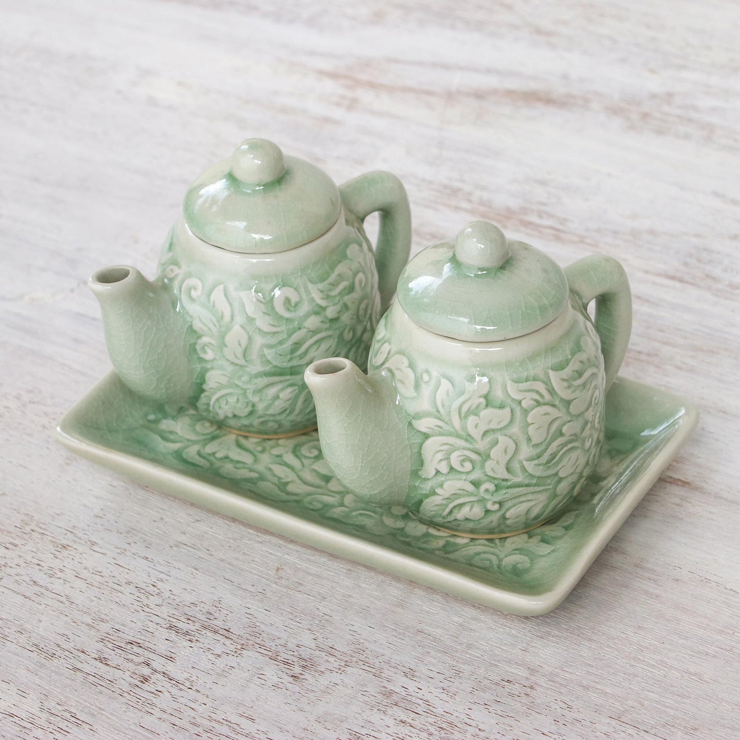 Inseparable Thai Celadon Ceramic Cruet Set (Pair)