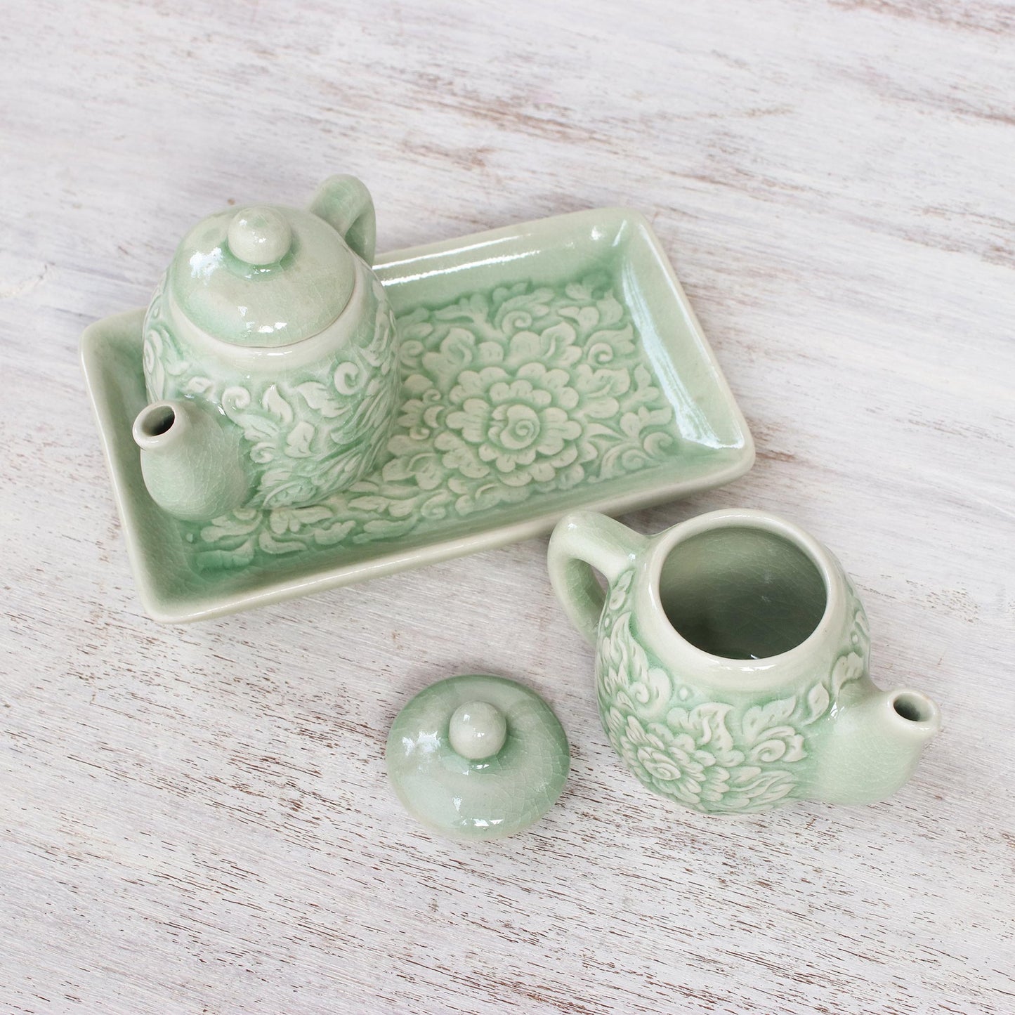 Inseparable Thai Celadon Ceramic Cruet Set (Pair)