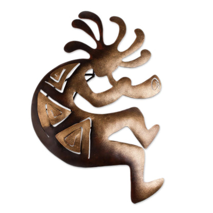 Kokopelli Peace Cultural Steel Wall Art Musician (Medium)