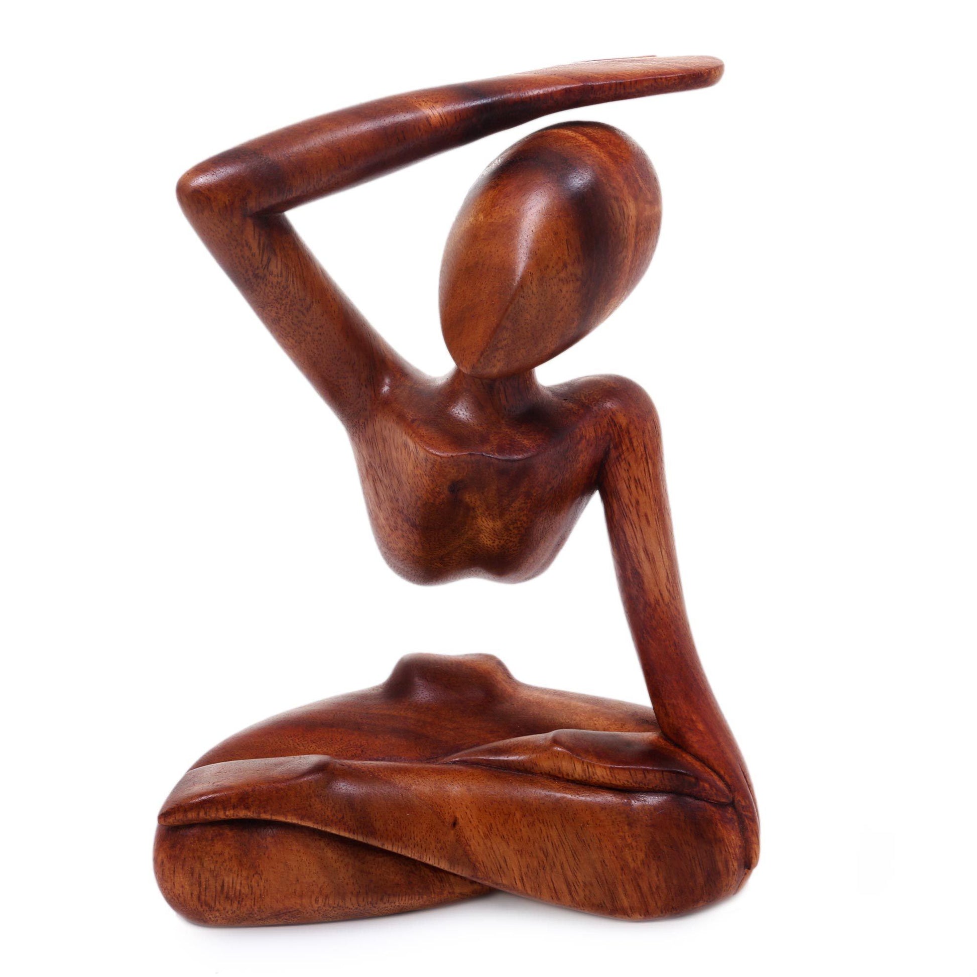 NOVICA - Brown Suar Wood Yoga Sculpture