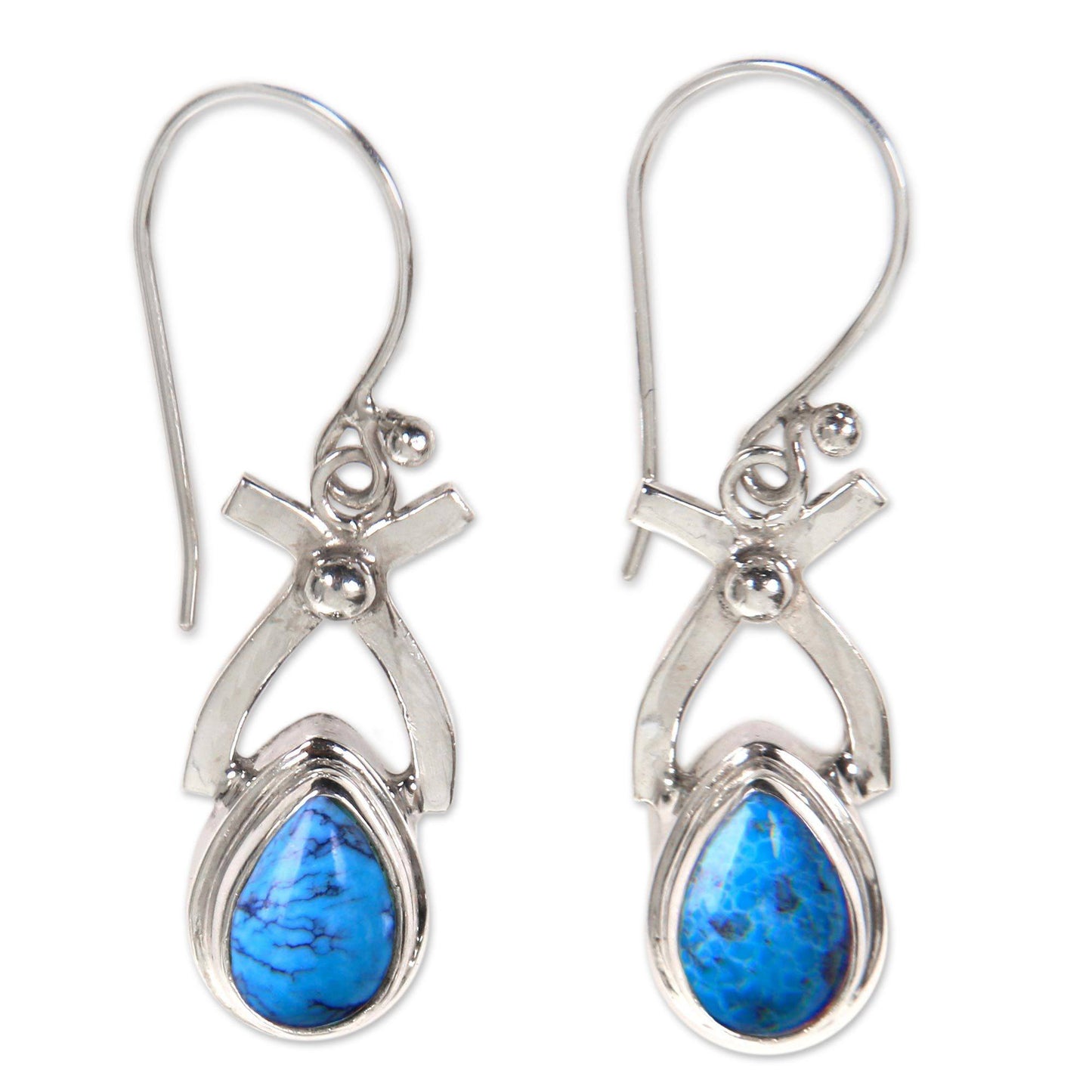 NOVICA - Natural Turquoise & Sterling Silver Dangle Earrings