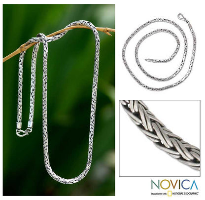 Rice Seeds Sterling Silver Chain Necklace