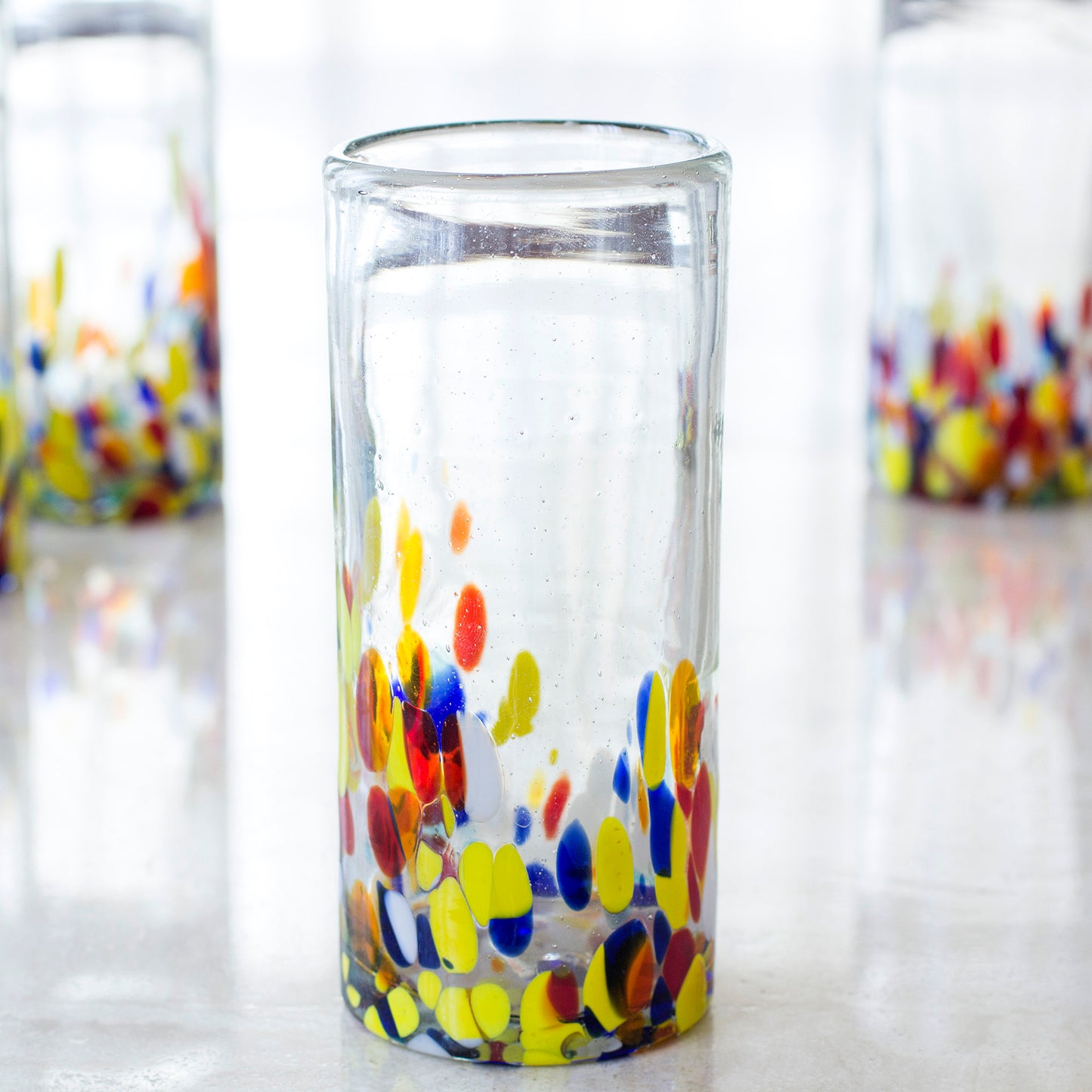 Confetti Colorful Handblown Glass Highball Cocktail (Set of 6)