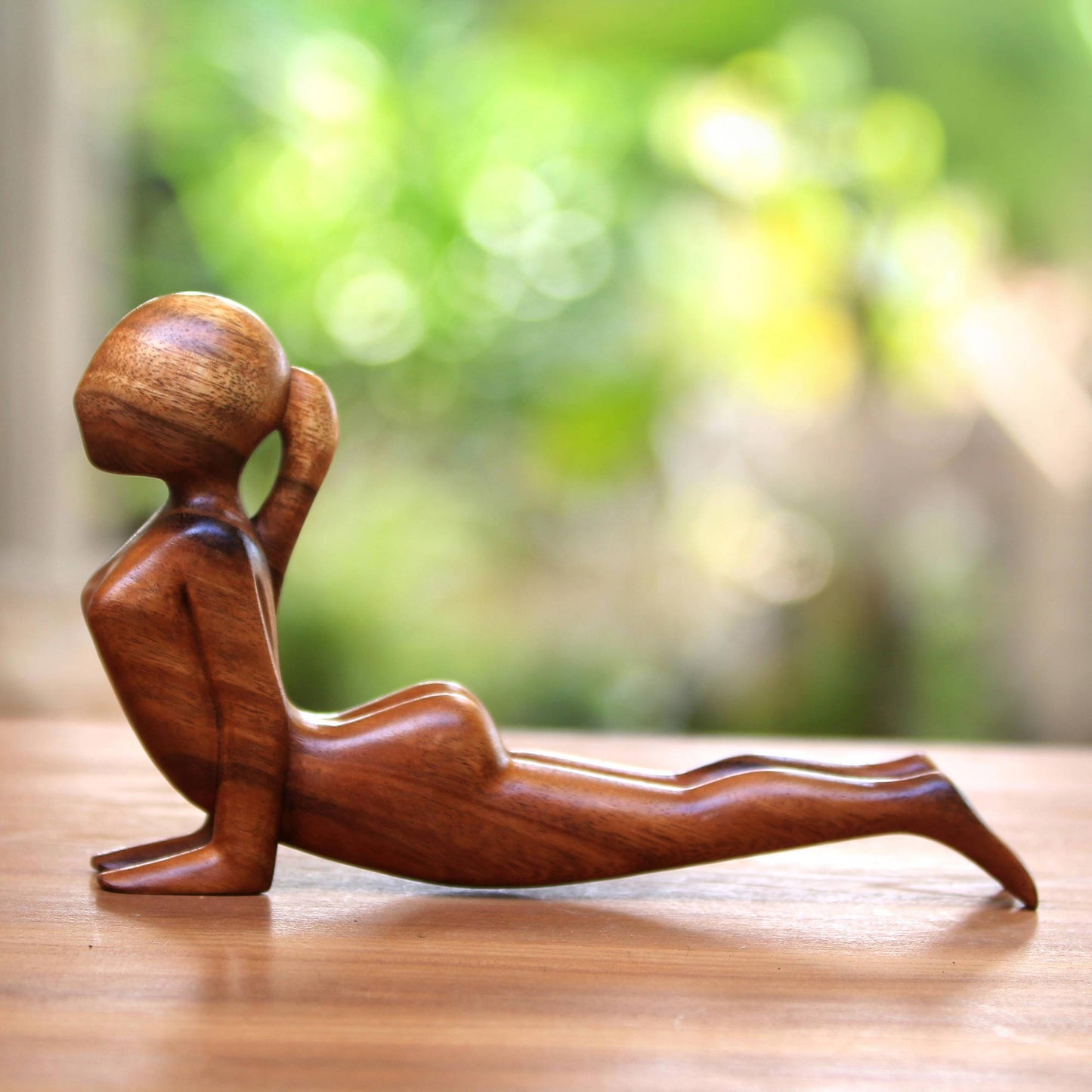 Cobra Yoga Pose Suar Wood Meditation Sculpture