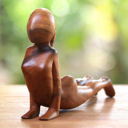 Cobra Yoga Pose Suar Wood Meditation Sculpture