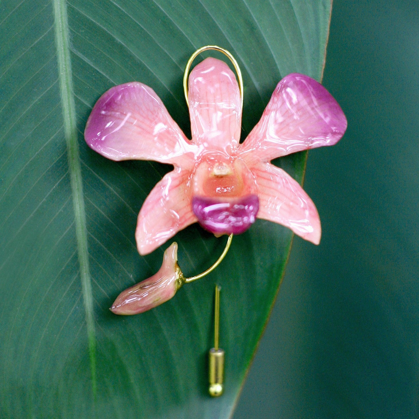 Eternal Orchid Gold Plated Flower Brooch