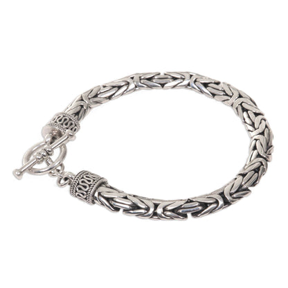 NOVICA - Men's Sterling Silver Dragon Chain Bracelet