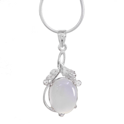 Moon Goddess Charm Chalcedony Necklace Sterling Silver Artisan Jewelry