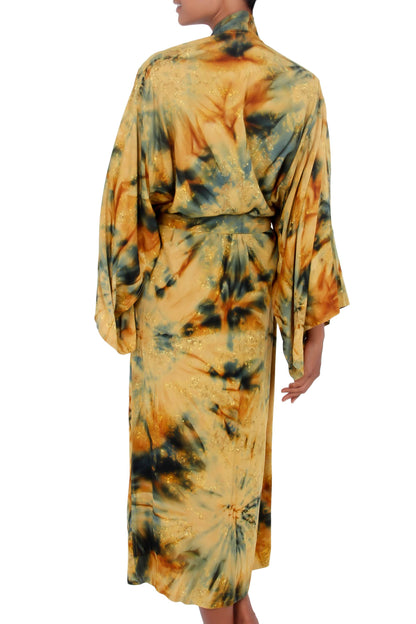 Golden Firebirds Yellow Women's Batik Robe