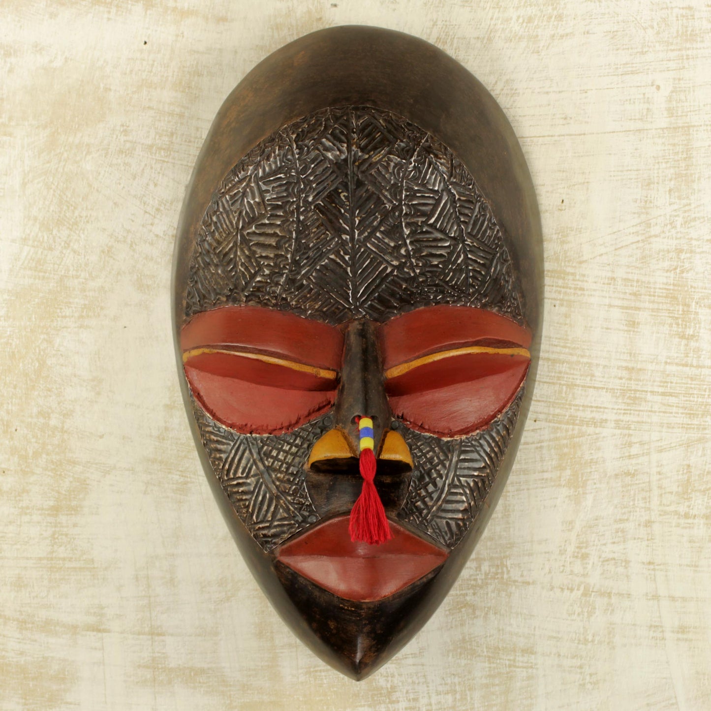 End to Calamity Hand Carved Wood Wall Mask