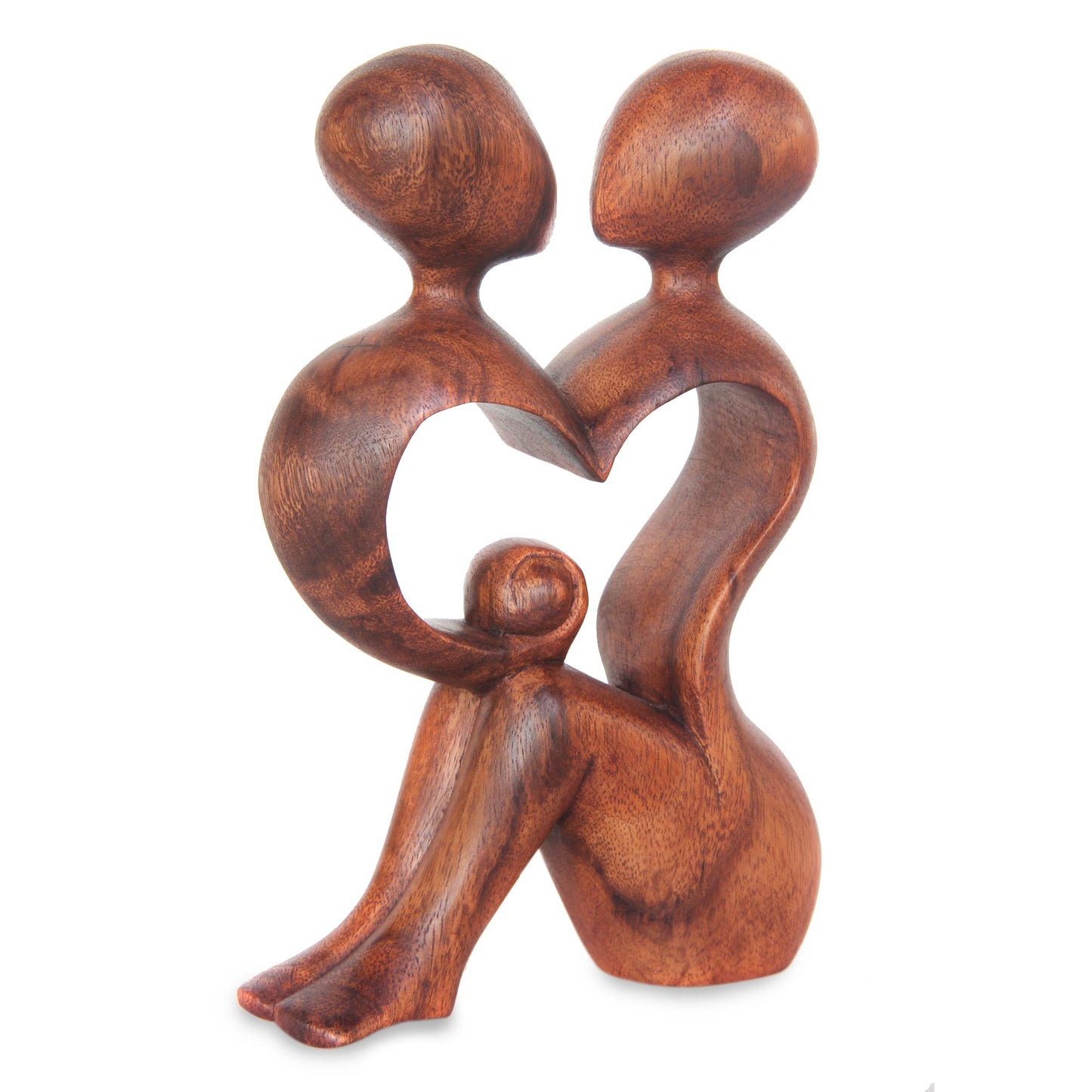 A Heart Shared by Two Romantic Wood Sculpture