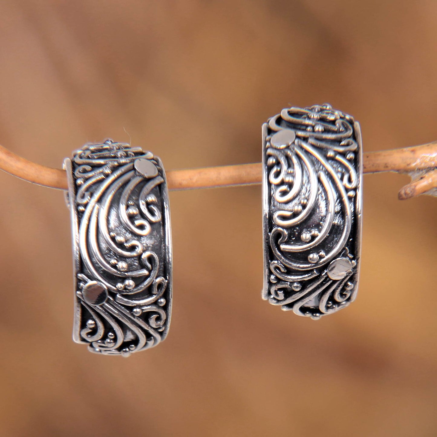 Prairie Sterling Silver Half Hoop Earrings from Indonesia