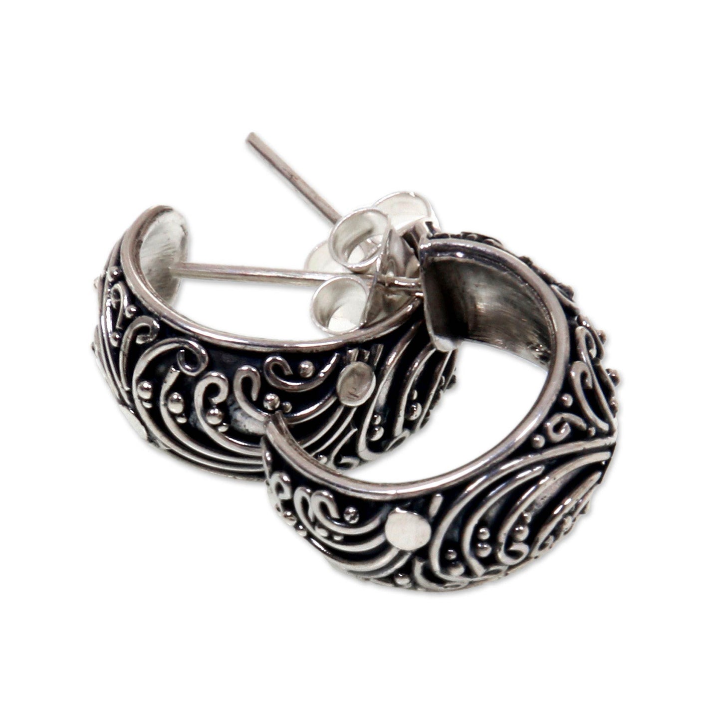 Prairie Sterling Silver Half Hoop Earrings from Indonesia