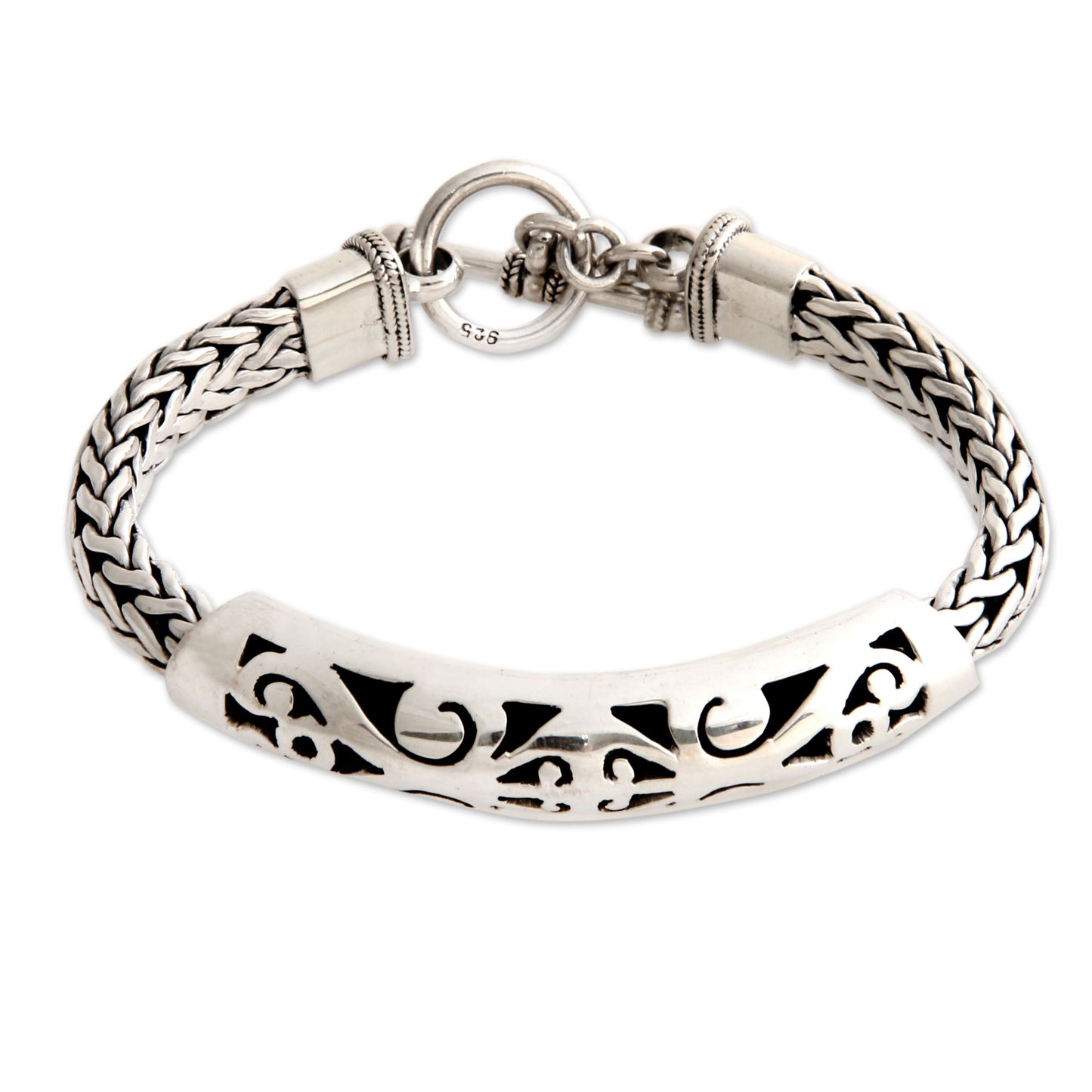 Mystic Symbols Sterling Silver Braided Bracelet