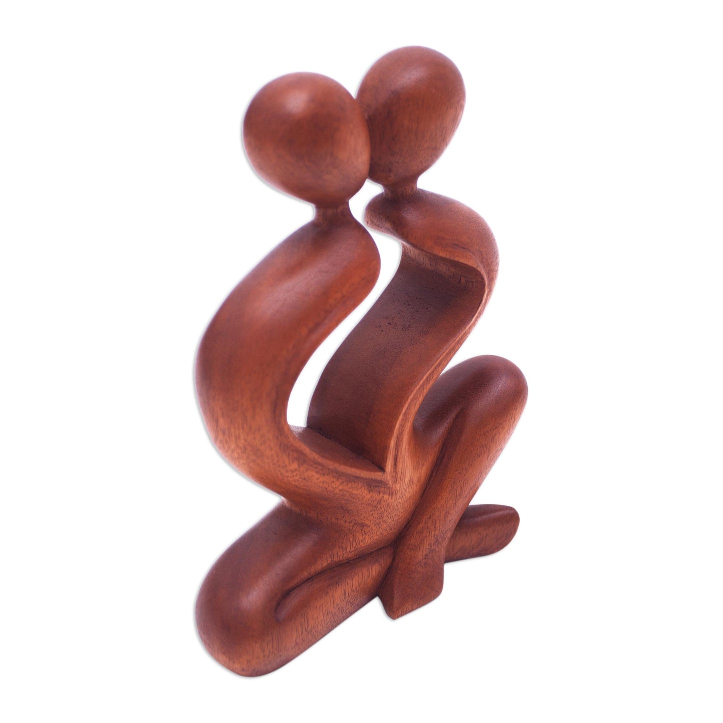 Heartfelt Kiss Romantic Suar Wood Sculpture