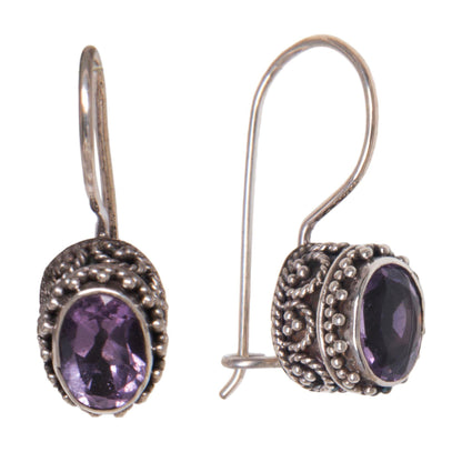 NOVICA - Amethyst & Sterling Silver Drop Earrings