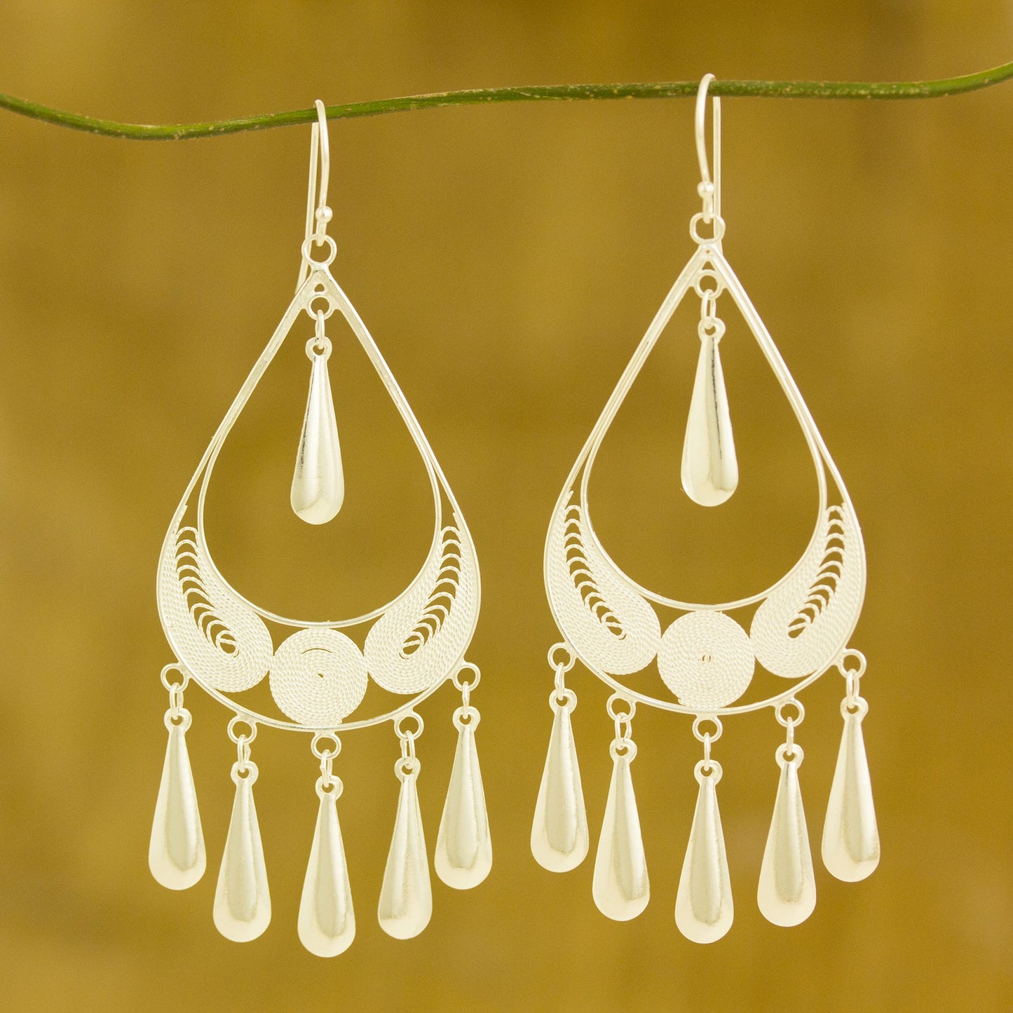 Mystic Rain Sterling Silver Filigree Earrings