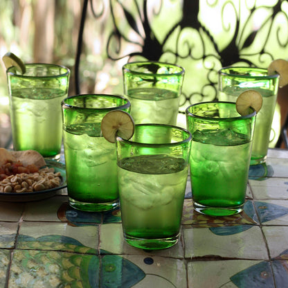 Lime Twist Handblown Recycled Water Glasses