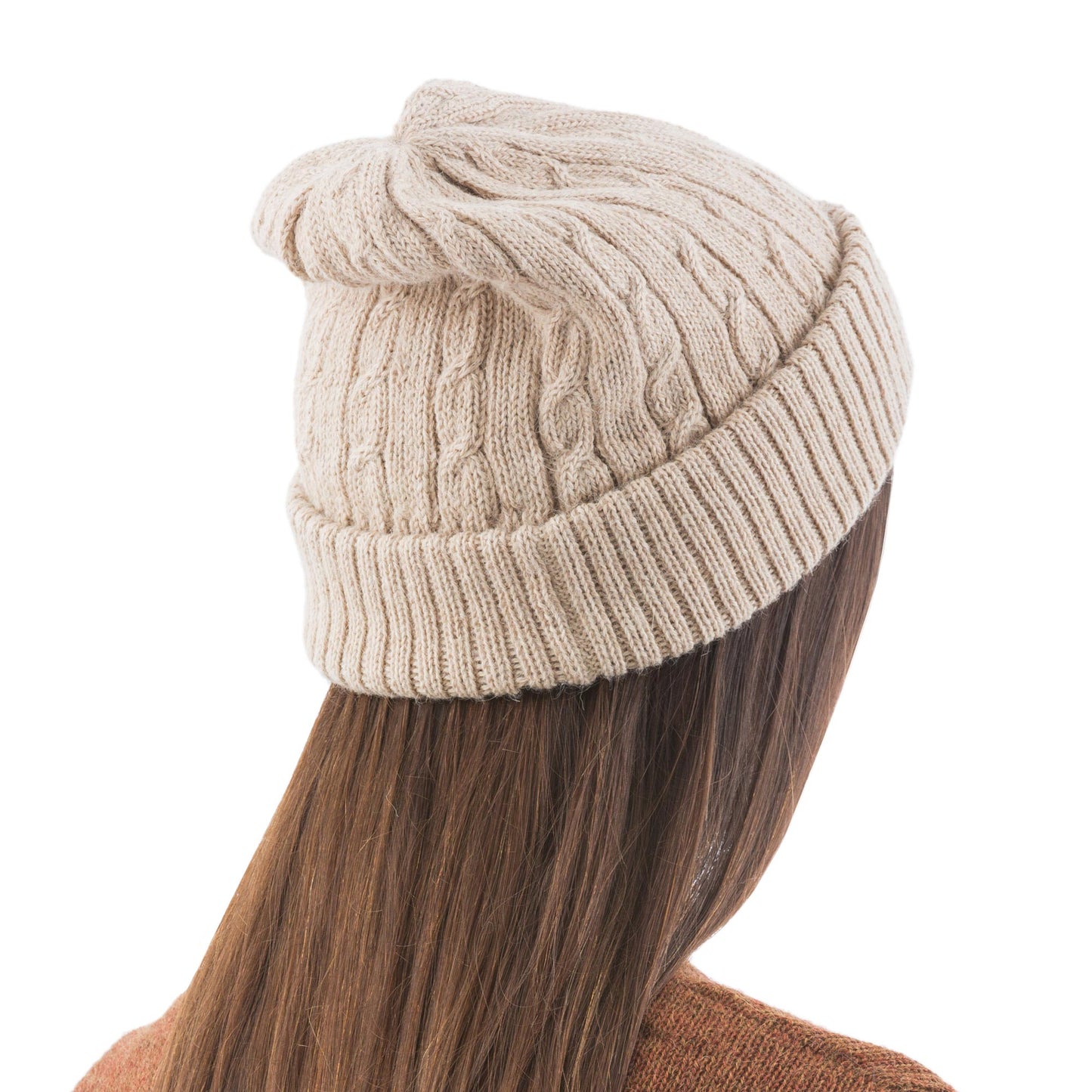 Tan Mountain Roads Unique Womens Alpaca Wool Solid Knit Hat