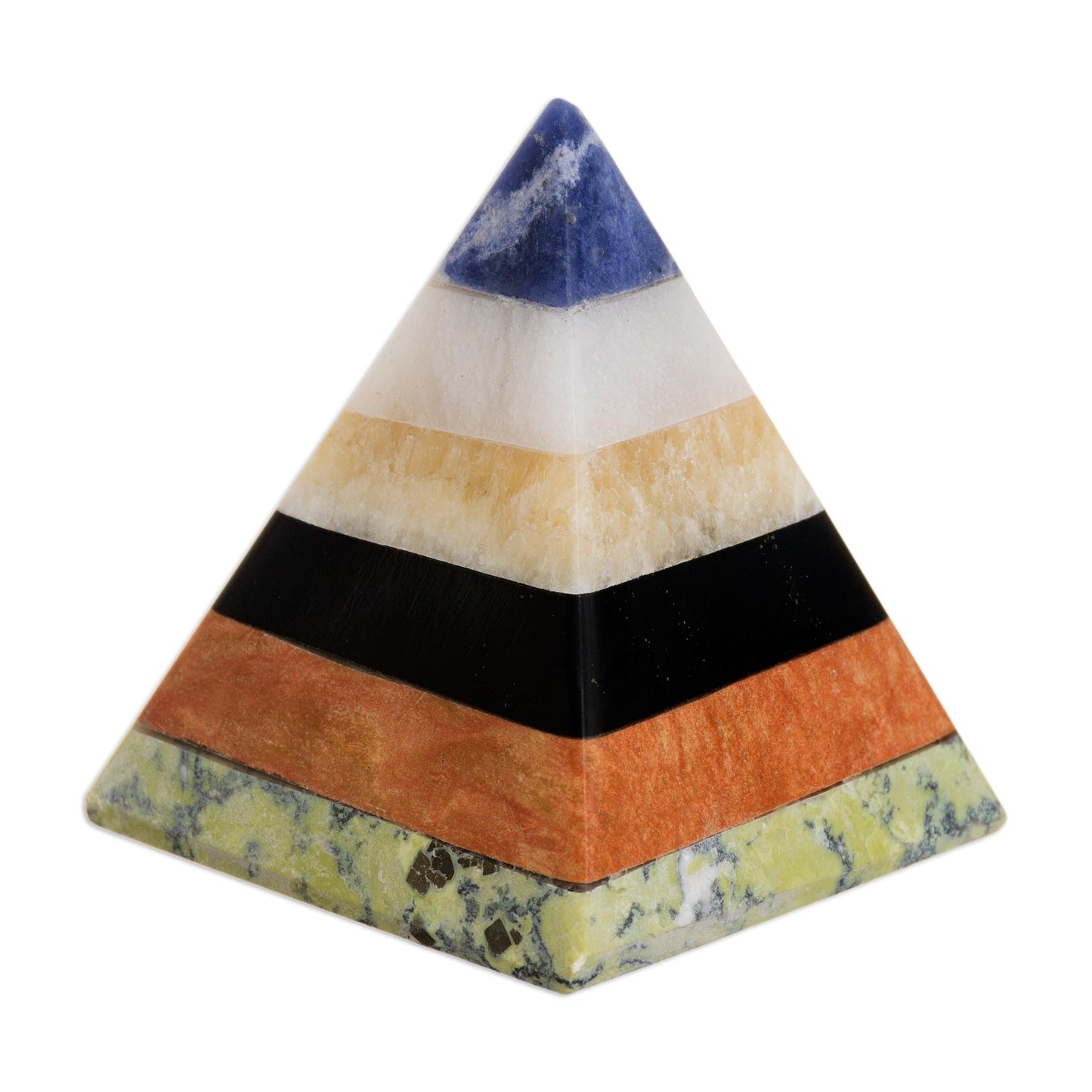 Natural Energy Handcrafted Gemstone Pyramid Paperweight Sculpture