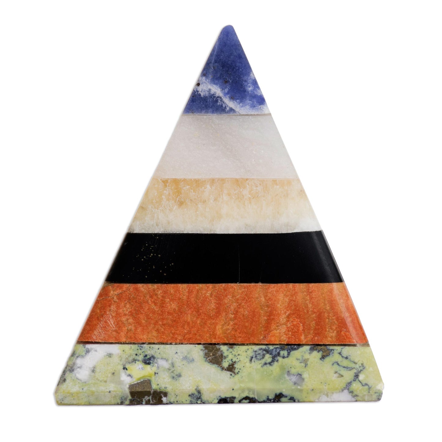 Natural Energy Handcrafted Gemstone Pyramid Paperweight Sculpture