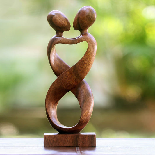 Heart to Heart Romantic Wood Sculpture