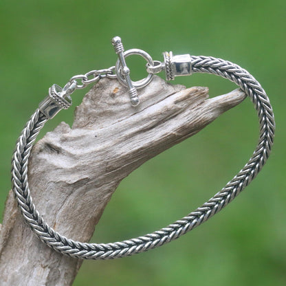 Dragon Braid Silver Men's Chain Bracelet