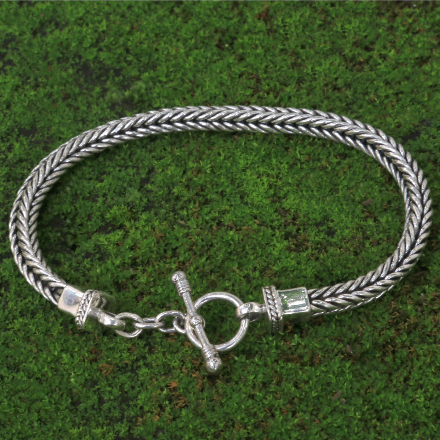 Dragon Braid Silver Men's Chain Bracelet