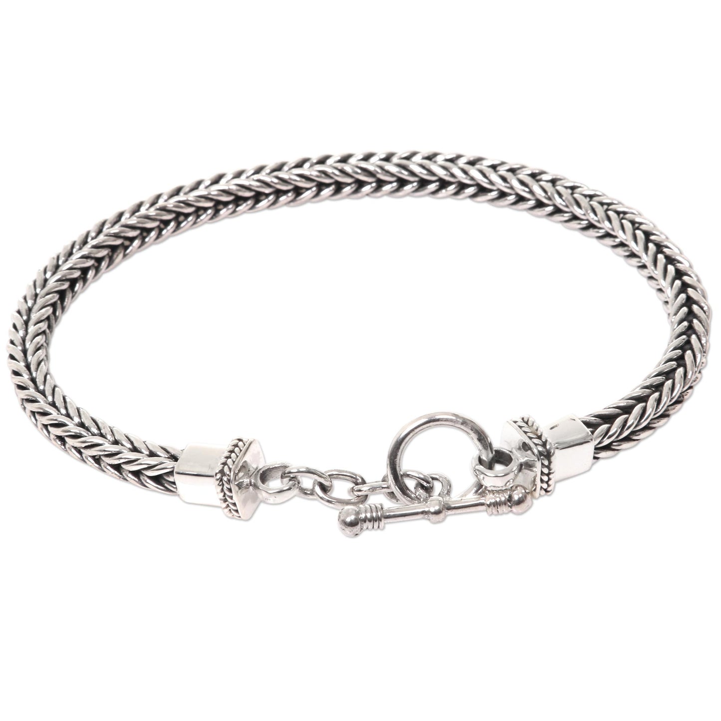 Dragon Braid Silver Men's Chain Bracelet