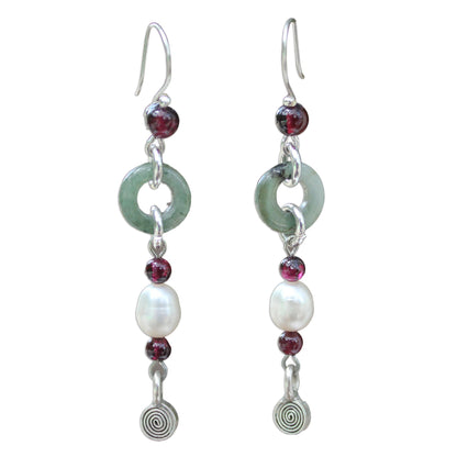 Clouds of Pearl Multi-Gem Sterling Silver Beaded Earrings