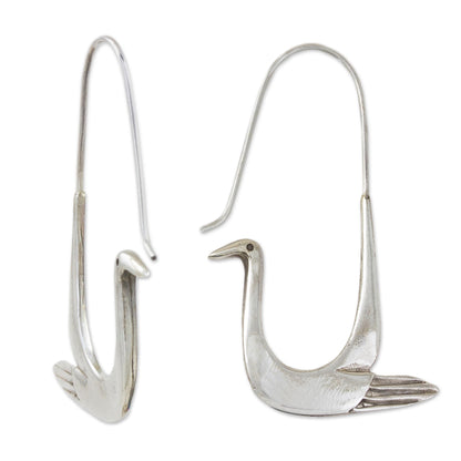 Sterling Silver Dove Hoop Earrings