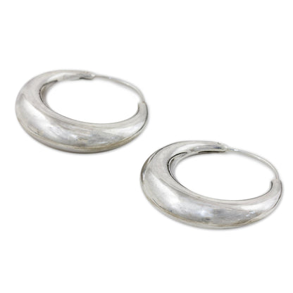 Full Moon Sterling Silver Hoop Earrings