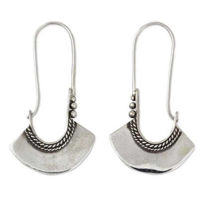 Hollow Bell Sterling Silver Hoop Earrings