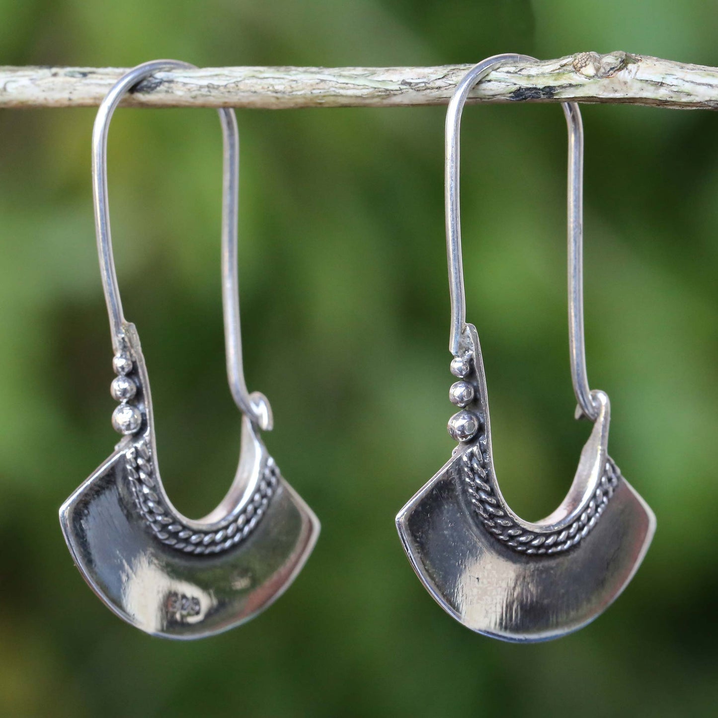 Hollow Bell Sterling Silver Hoop Earrings