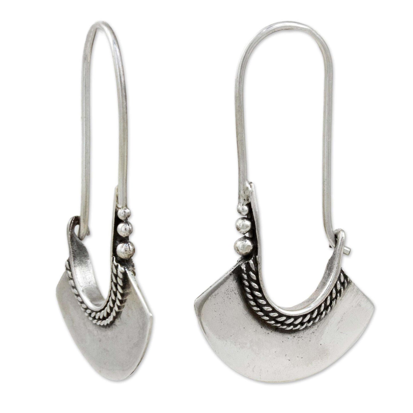 Hollow Bell Sterling Silver Hoop Earrings