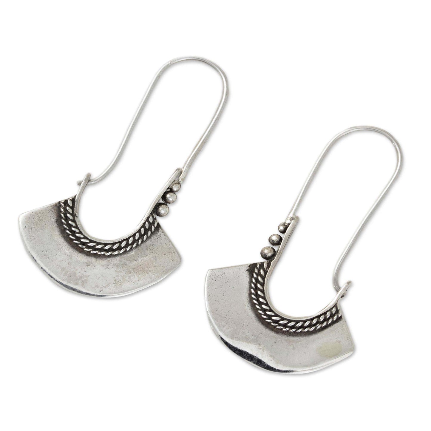 Hollow Bell Sterling Silver Hoop Earrings