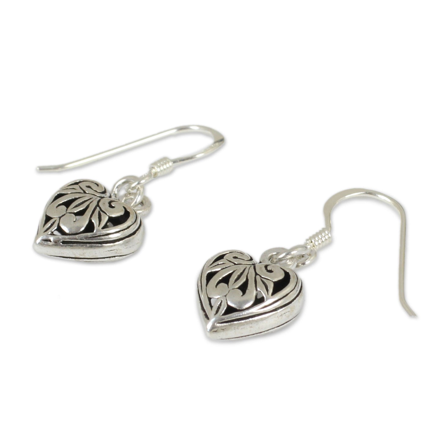 Filigree Heart Sterling Silver Earrings